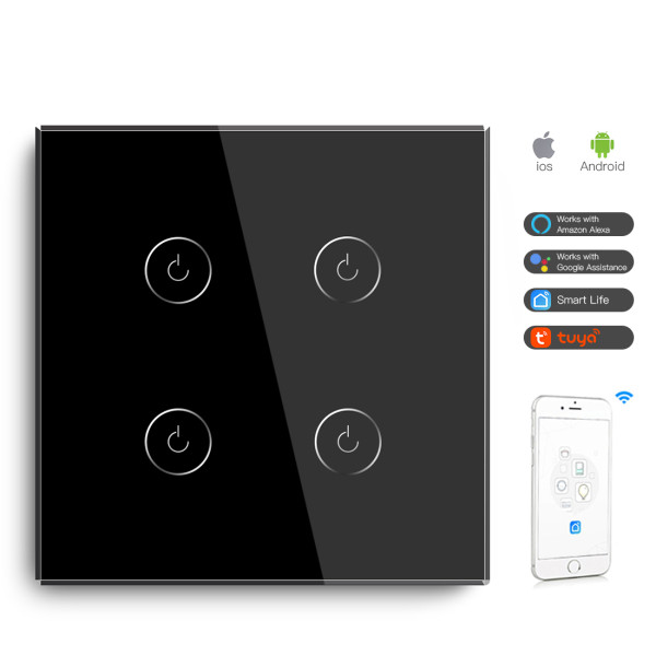 Wi-Fi pametni prekidač 4G TUYA Crni (WIFI TOUCH SWITCH) - Image 2