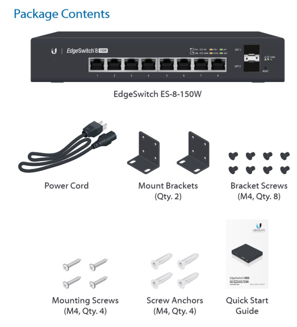 Ubiquiti EdgeSwitch 8-150W 8 gigabit PoE ports, 2x SFP - Image 2