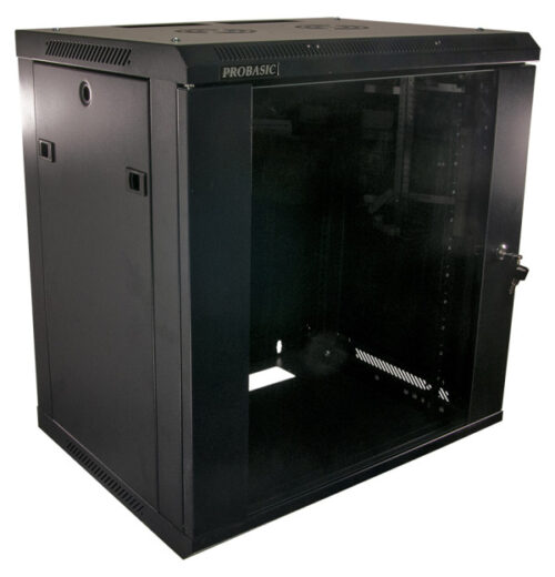 Rek 19'' orman 12U 45cm dubine, crnog stakla