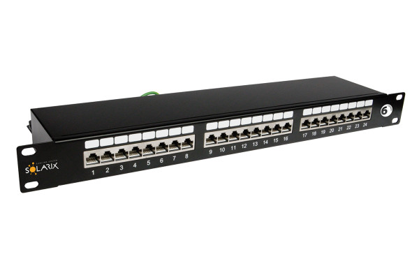 Solarix SX24-6-STP-BK patchcord kabal panel 1U 24x RJ45